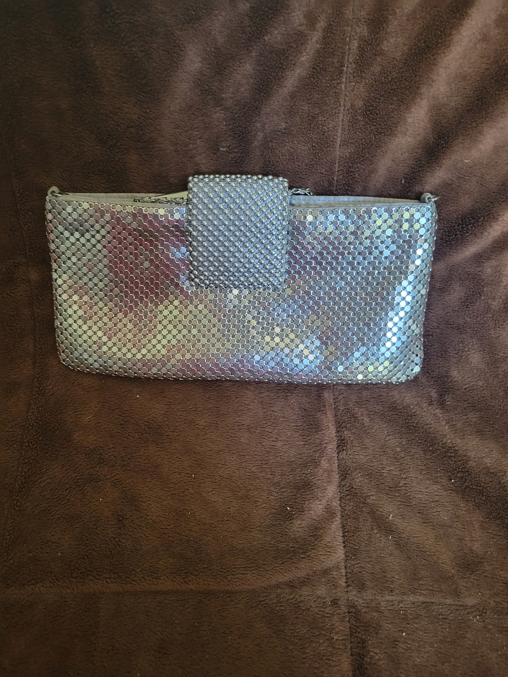 Source Unknown Shimmering Silver Mesh Clutch